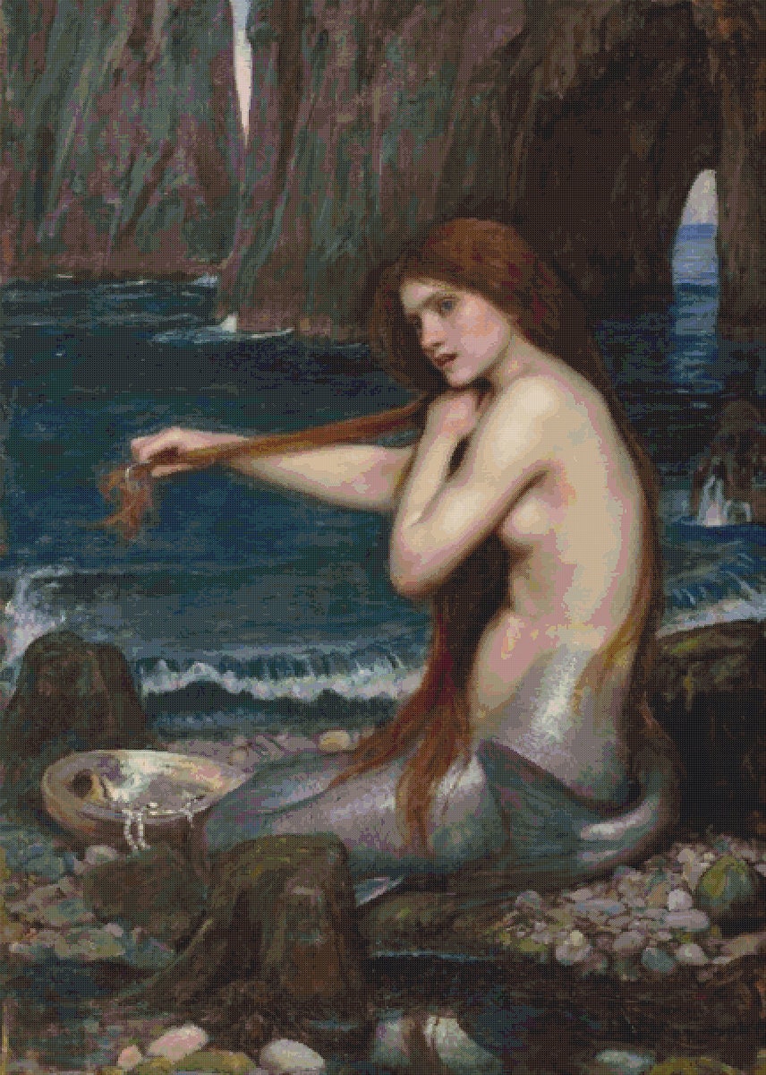 Vintage Mermaid Cross Stitch Pattern: John William Waterhouse (PDF Pattern) - Image 2