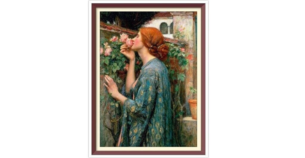 Vintage Cross Stitch Pattern: Waterhouse My Sweet Rose (PDF Download)