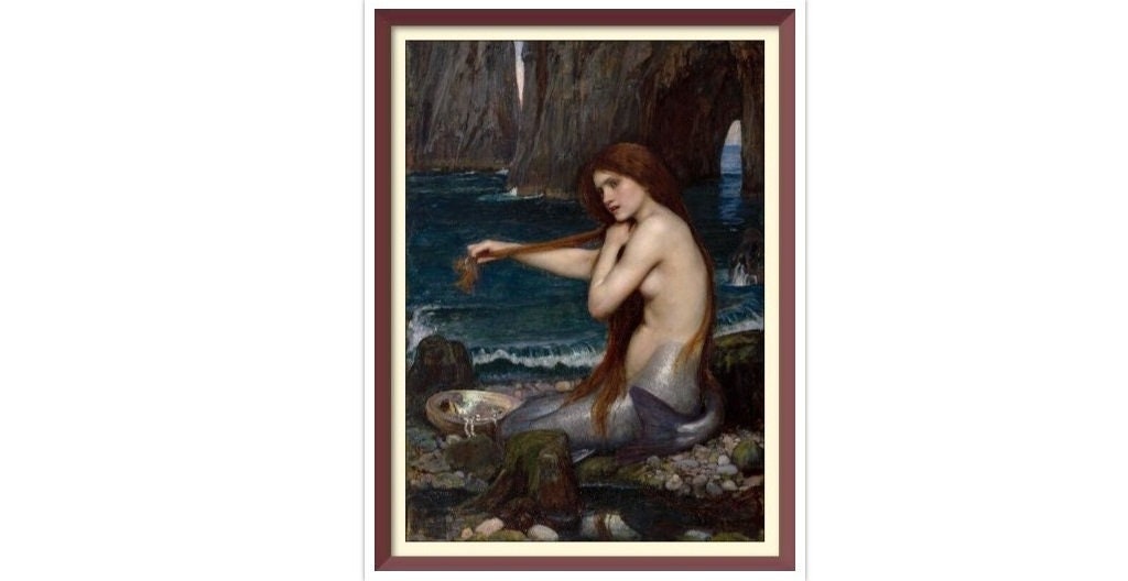 Vintage Mermaid Cross Stitch Pattern: John William Waterhouse (PDF Pattern)