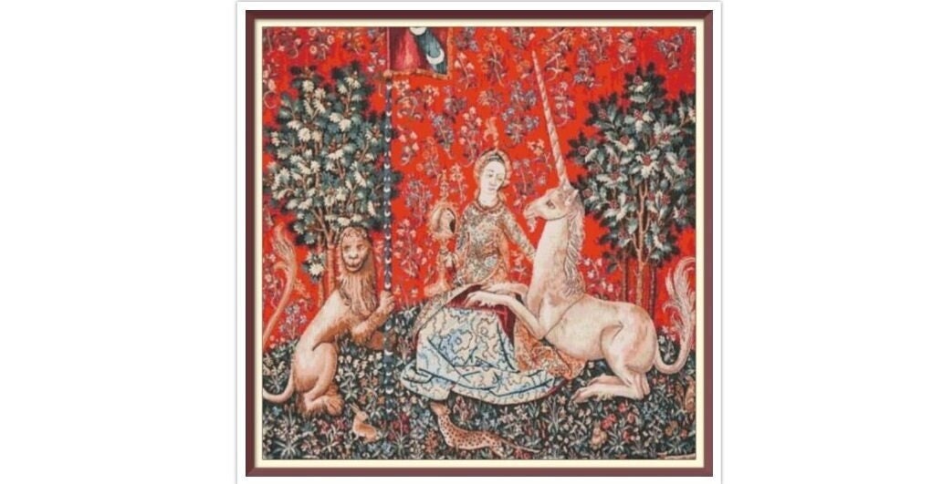 Vintage Unicorn Tapestry Cross Stitch Pattern: 15th Century Art (PDF Pattern)