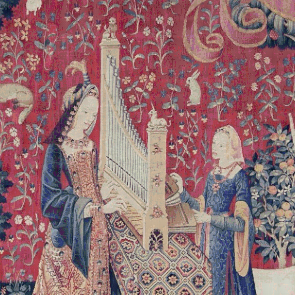 Vintage Cross Stitch Pattern: Lady with Unicorn Tapestry (PDF Pattern) - Image 2
