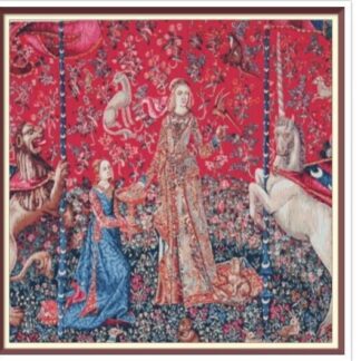 PDF Counted Vintage Cross Stitch Pattern - The Lady with the Unicorn - Trellis Taste - 15th Century - Full Cross Stitches - 4 Sizes