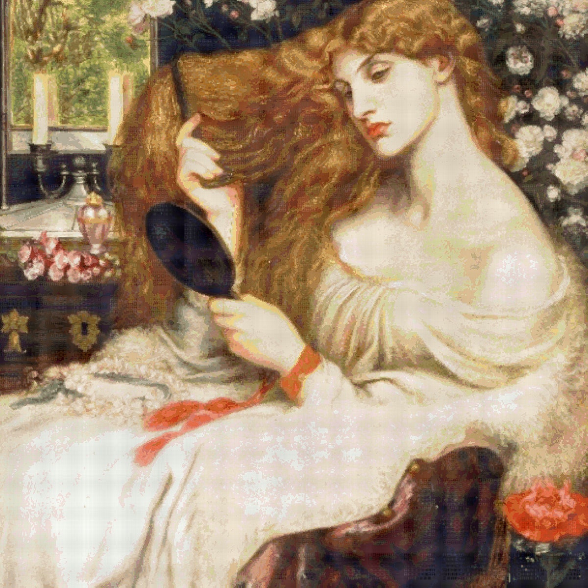 Lady Lilith Cross Stitch Pattern: Rossetti Vintage Art (PDF Pattern) - Image 2