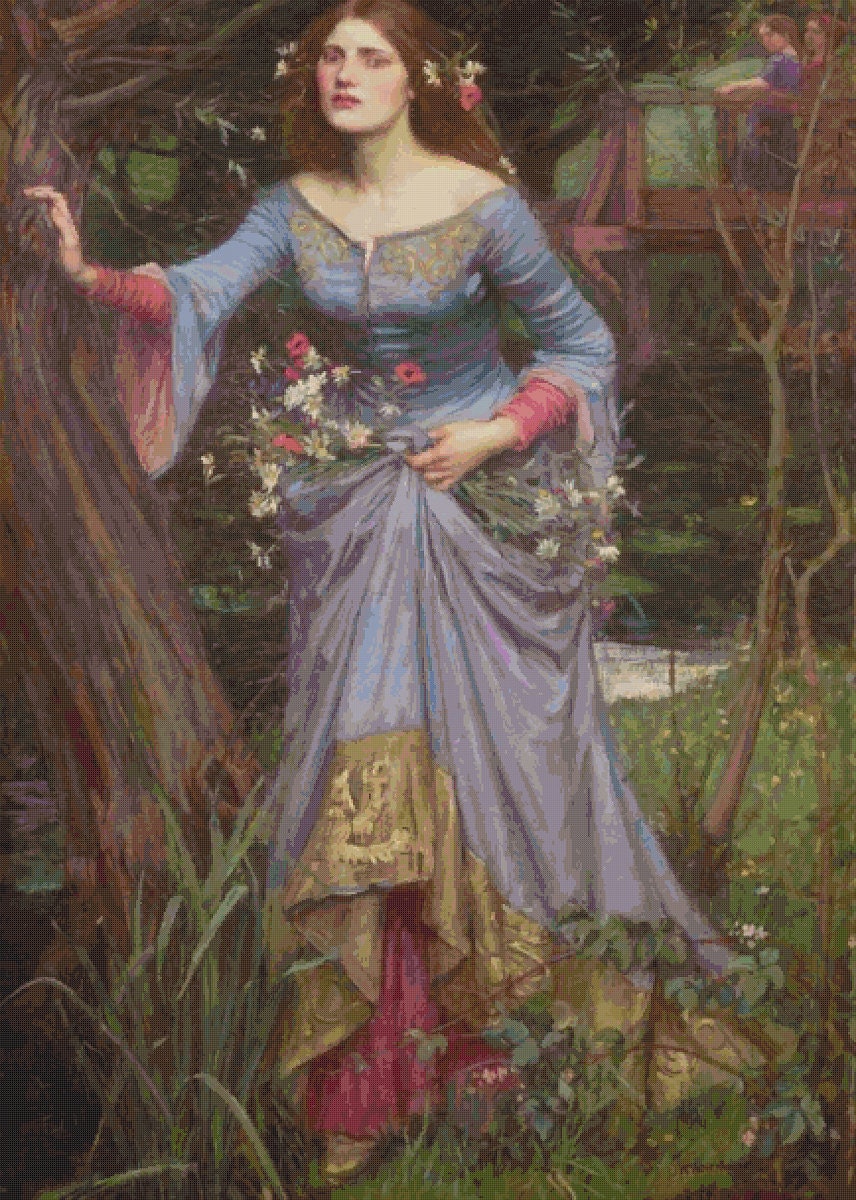 Vintage Ophelia Cross Stitch Pattern: John William Waterhouse (PDF Pattern) - Image 2