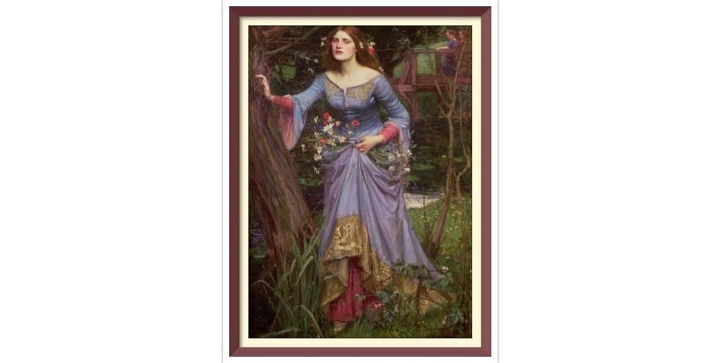 Vintage Ophelia Cross Stitch Pattern: John William Waterhouse (PDF Pattern)