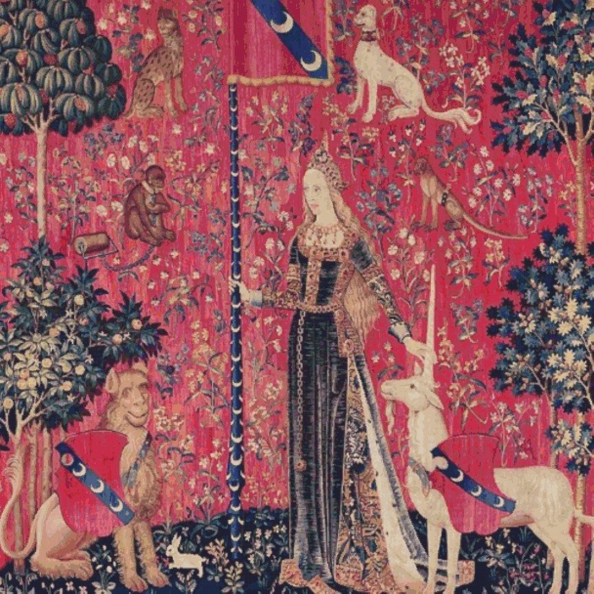 Vintage Cross Stitch Pattern: Lady with Unicorn Tapestry (PDF Pattern) - Image 2