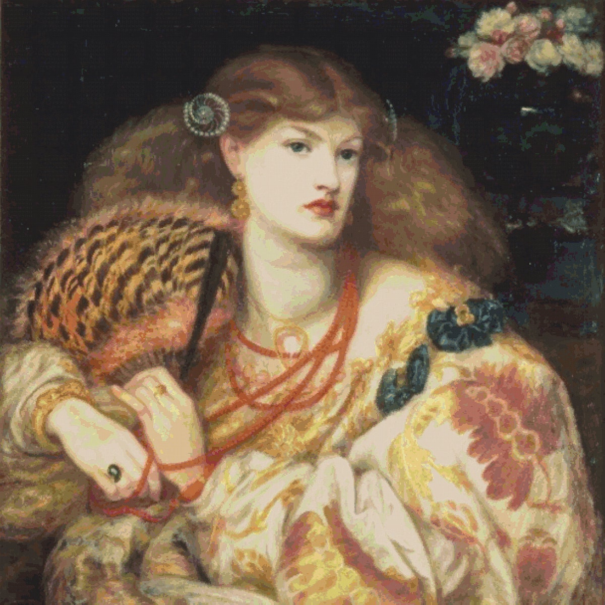 Vintage Monna Vanna Cross Stitch Pattern: Rossetti Art (PDF Pattern) - Image 2