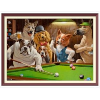 Dogs Playing Billiards Cross Stitch Pattern: Vintage Art (PDF Pattern)