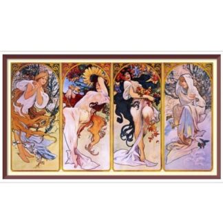 PDF Counted Vintage Cross Stitch Pattern - Seasons - Alphonse Mucha 1897 - Full Cross Stitches