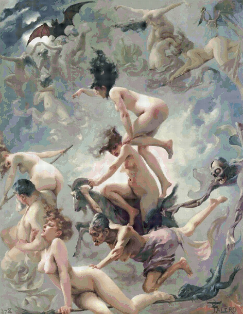 Vintage Witches' Sabbath Cross Stitch Pattern: Luis Ricardo Falero (PDF Pattern) - Image 2