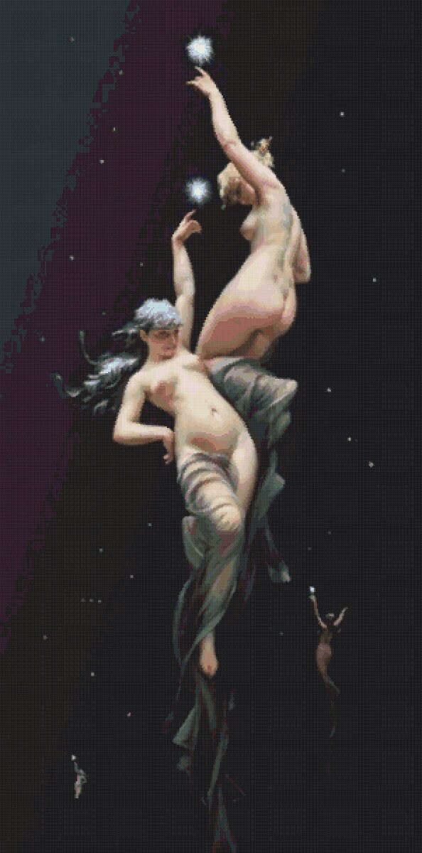 Vintage 'Reaching for the Stars' Cross Stitch Pattern: Falero Art (PDF) - Image 2