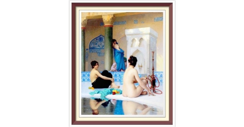 Vintage Cross Stitch Pattern: After the Bath by Gerome (PDF Download)