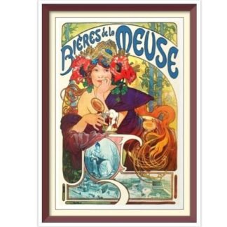 Vintage Mucha 'Bieres de la Meuse' Cross Stitch Pattern (PDF)