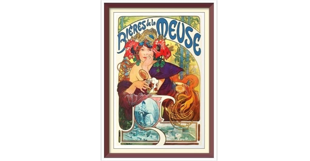 Vintage Mucha 'Bieres de la Meuse' Cross Stitch Pattern (PDF)
