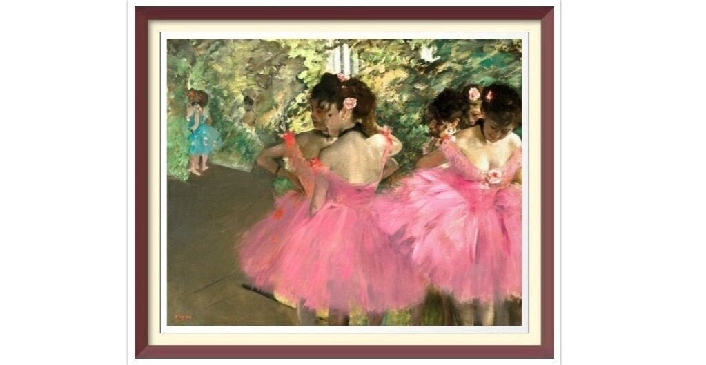Degas Pink Dancers Vintage Cross Stitch Pattern (PDF)