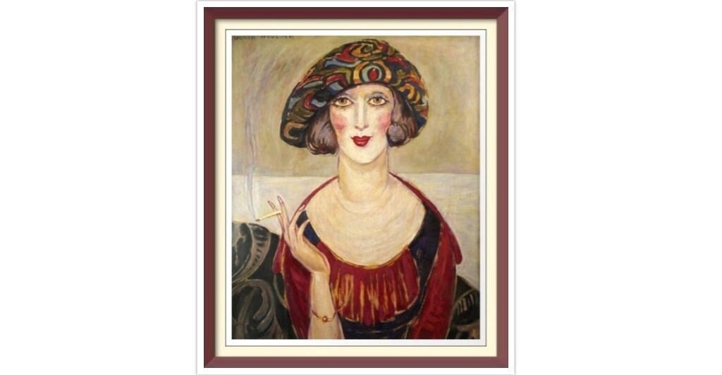 Gerda Wegener 'Smoking Portre' Vintage Cross Stitch Pattern (PDF)