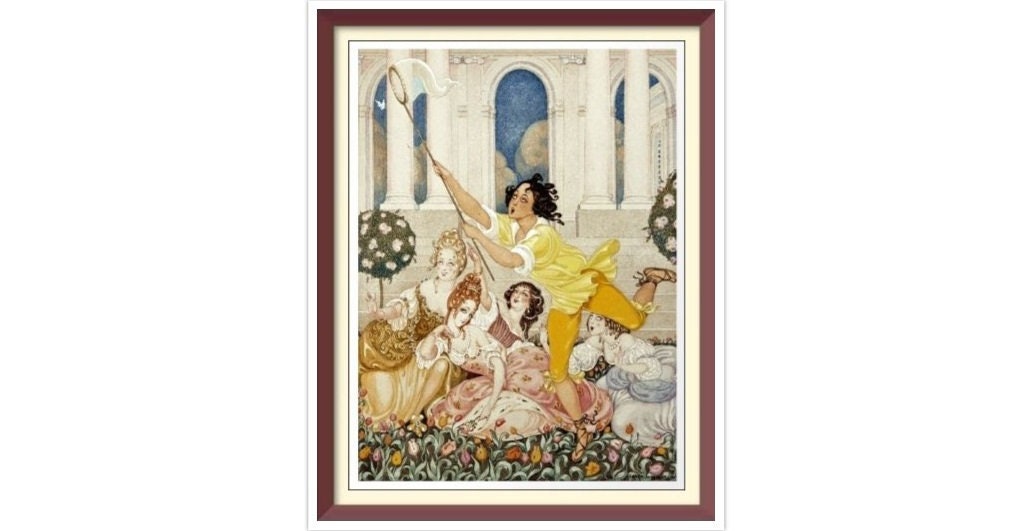 Gerda Wegener: La Chasse au Papillon Vintage Cross Stitch Pattern (PDF)