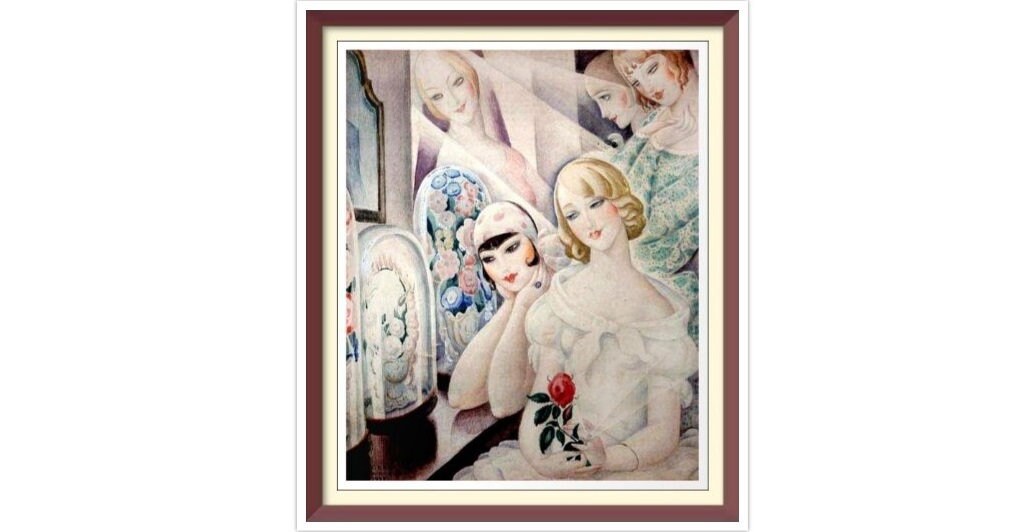Vintage Gerda Wegener Cross Stitch Pattern: Femme a la Rose Rouge (PDF)