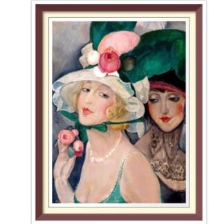 Gerda Wegener Cross Stitch Pattern: Two Women with Hats (PDF Pattern)