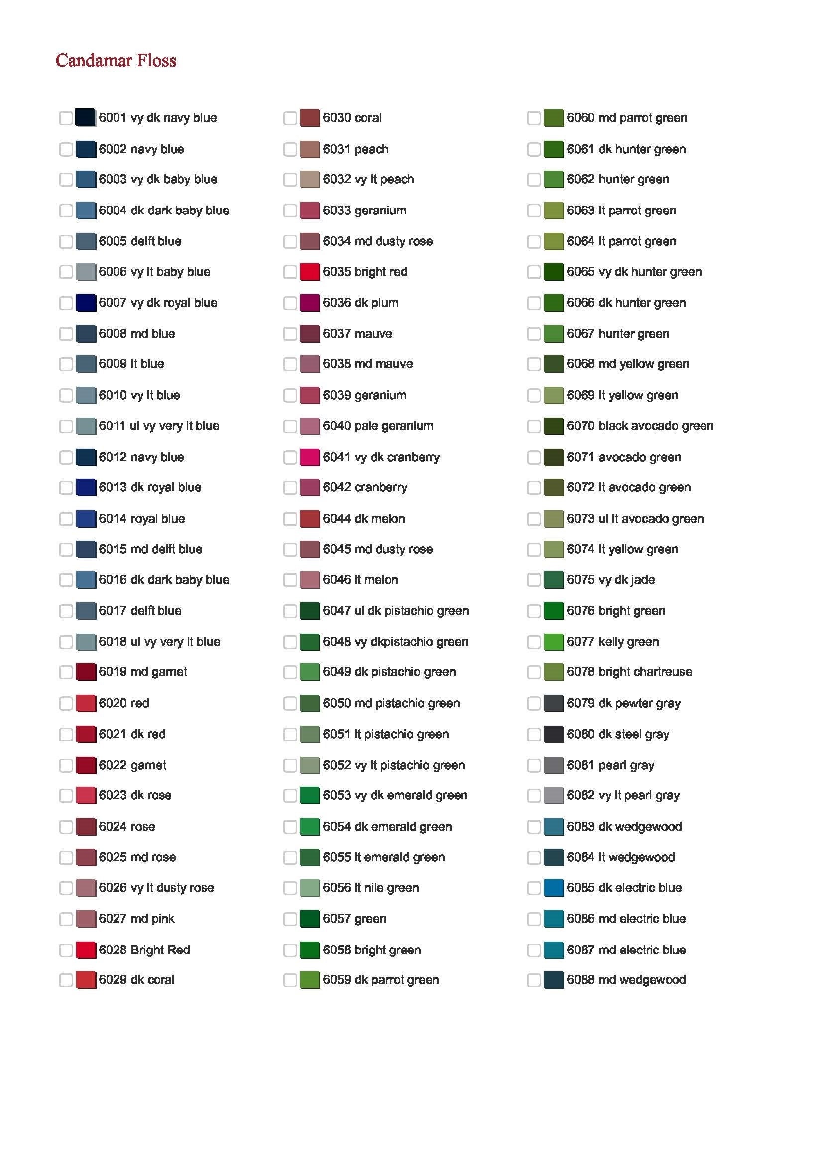 Candamar Thread Color List: Cross Stitch Chart Inventory (PDF) - Image 2