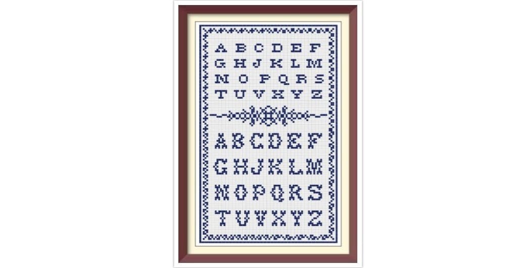 Antique Alphabet Sampler Cross Stitch Pattern: 19th Century Reproduction (PDF)