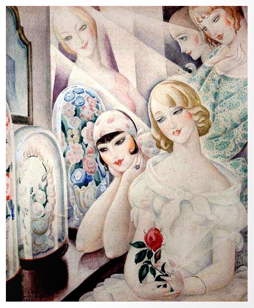 Vintage Gerda Wegener Cross Stitch Pattern: Femme a la Rose Rouge (PDF) - Image 2