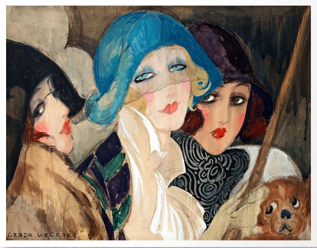 Gerda Wegener Cross Stitch Pattern: Three Women Under Umbrella (PDF Download) - Image 2