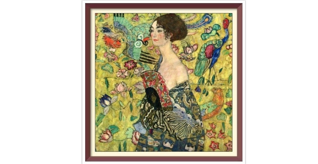 Klimt's Lady with Fan Cross Stitch Pattern: Vintage Art (PDF)