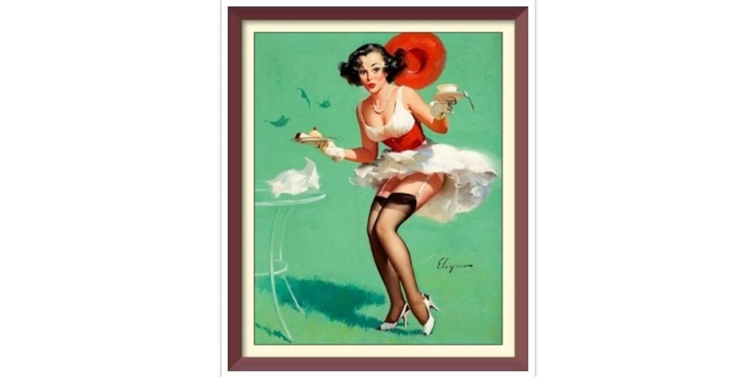Vintage Pin Up Girl - Cross Stitch Pattern Counted PDF - Full Cross Stitches - 4 Sizes