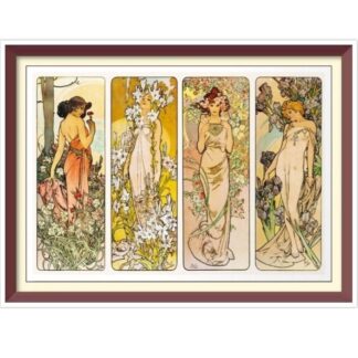 Alphonse Mucha 'Les Fleurs' Cross Stitch Pattern (PDF Download)