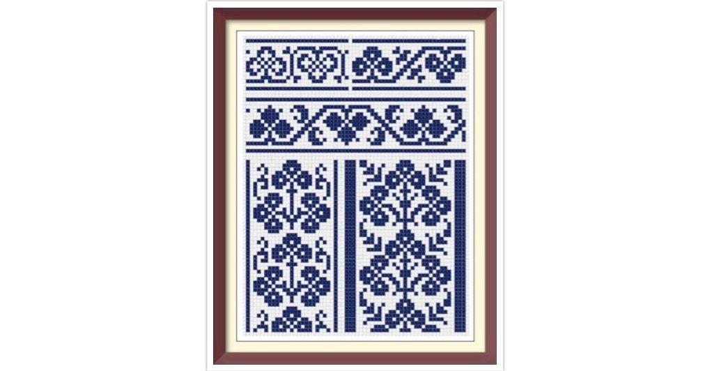 Antique Borders Cross Stitch Pattern: Sampler Reproduction (PDF)