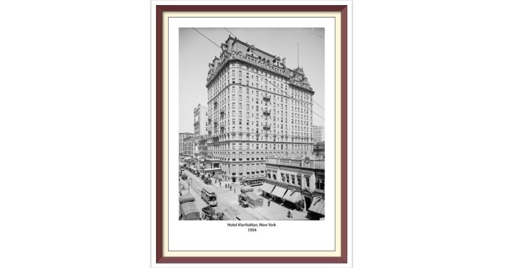 Hotel Manhattan, Retro New York 1904, Vintage Cross Stitch Pattern (PDF)