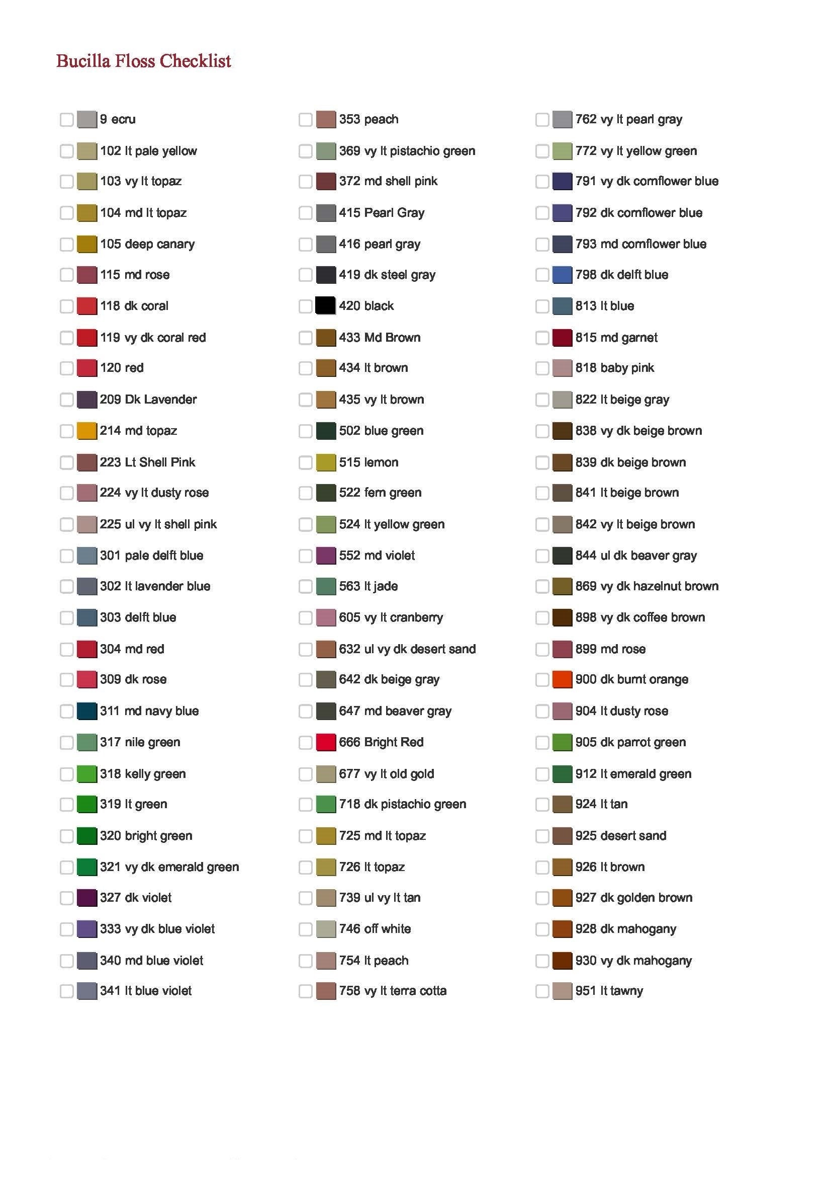 Bucilla Thread Color Chart: Cross Stitch Inventory (PDF) - Image 2