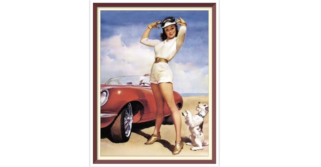 Vintage Pin Up Girl - Cross Stitch Pattern Counted PDF - Full Cross Stitches - 4 Sizes