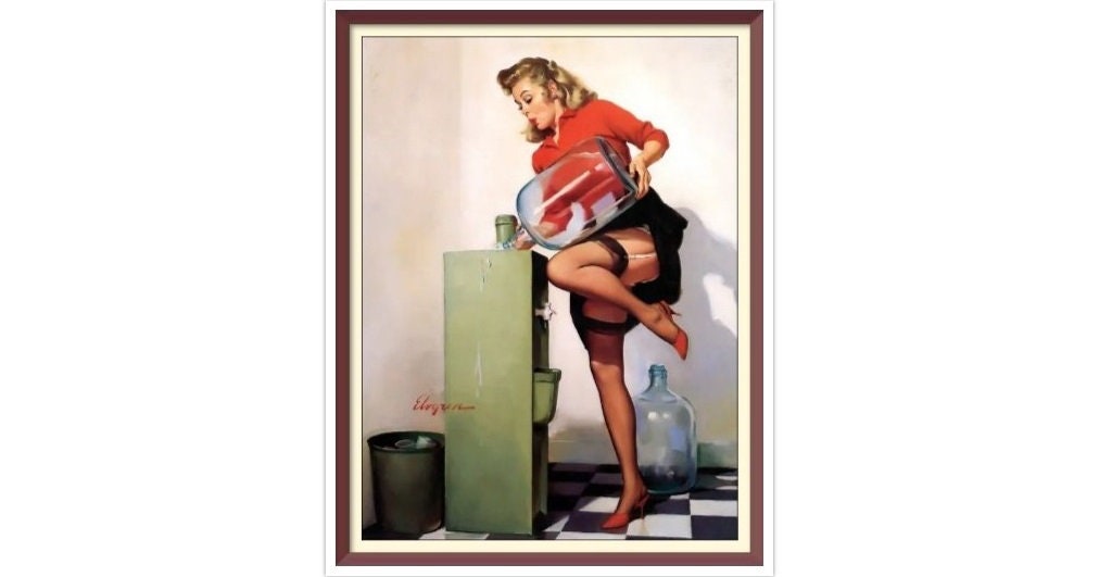Vintage Pin Up Girl - Cross Stitch Pattern Counted PDF - Full Cross Stitches - 4 Sizes