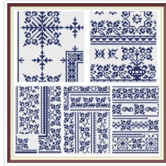 Antique Sampler Cross Stitch Pattern: Borders, Corners, Motifs (PDF)