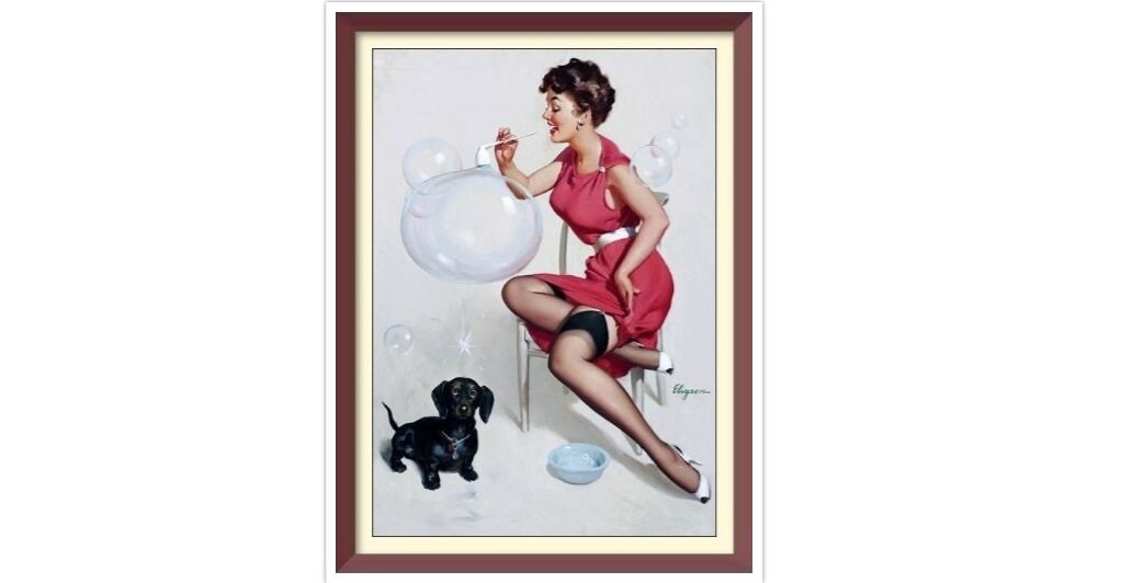 Vintage Pin Up Girl - Cross Stitch Pattern Counted PDF - Full Cross Stitches - 4 Sizes