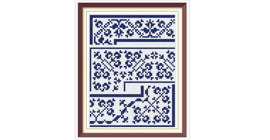 Antique Sampler Cross Stitch Pattern: Borders and Corners (PDF Pattern)