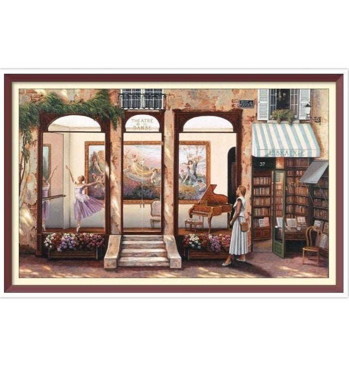 Street - Cross Stitch Pattern - PDF Counted Vintage Full Cross Stitches - 4 Sizes