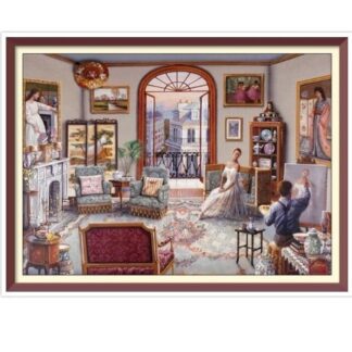 Living Room - Cross Stitch Pattern - PDF Counted Vintage Full Cross Stitches - 4 Sizes