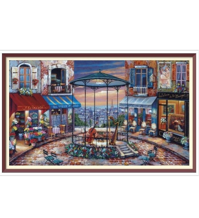 Street - Cross Stitch Pattern - PDF Counted Vintage Full Cross Stitches - 4 Sizes
