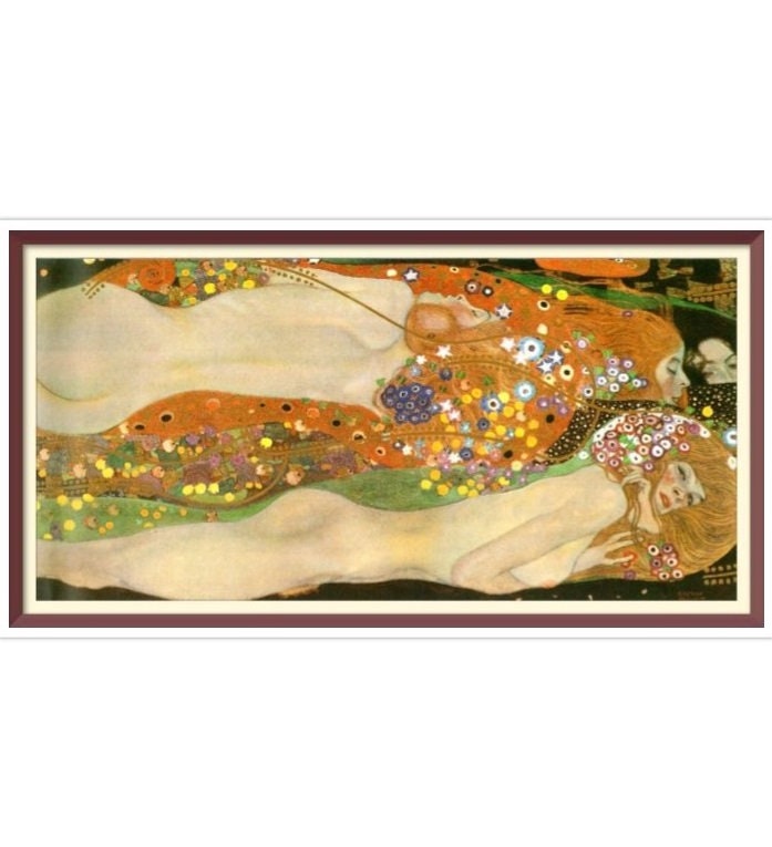 Gustav Klimt Water Serpents Cross Stitch Pattern: Vintage Art (PDF Pattern, 3 Sizes Available)