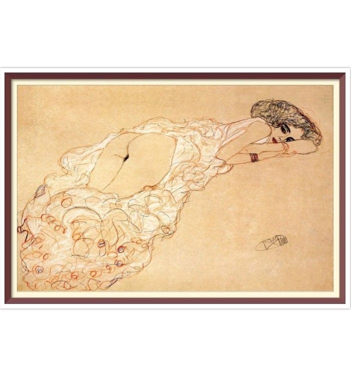 Klimt Reclining Woman Vintage Cross Stitch Pattern (PDF)