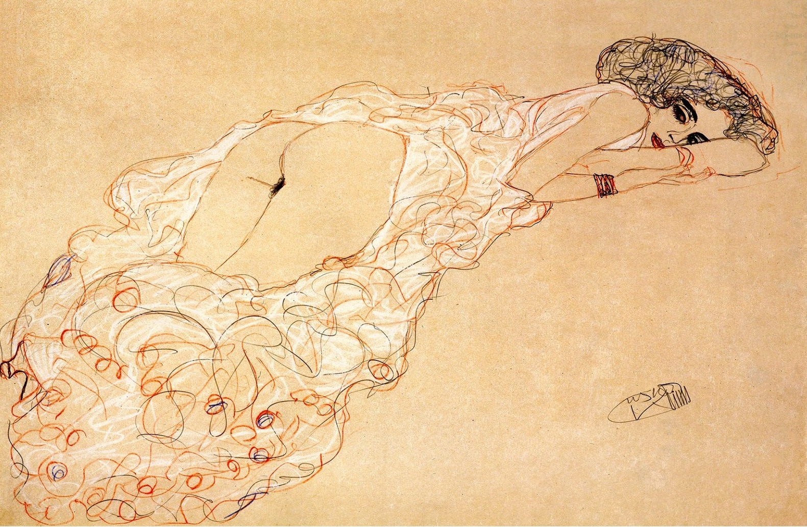 Klimt Reclining Woman Vintage Cross Stitch Pattern (PDF) - Image 2