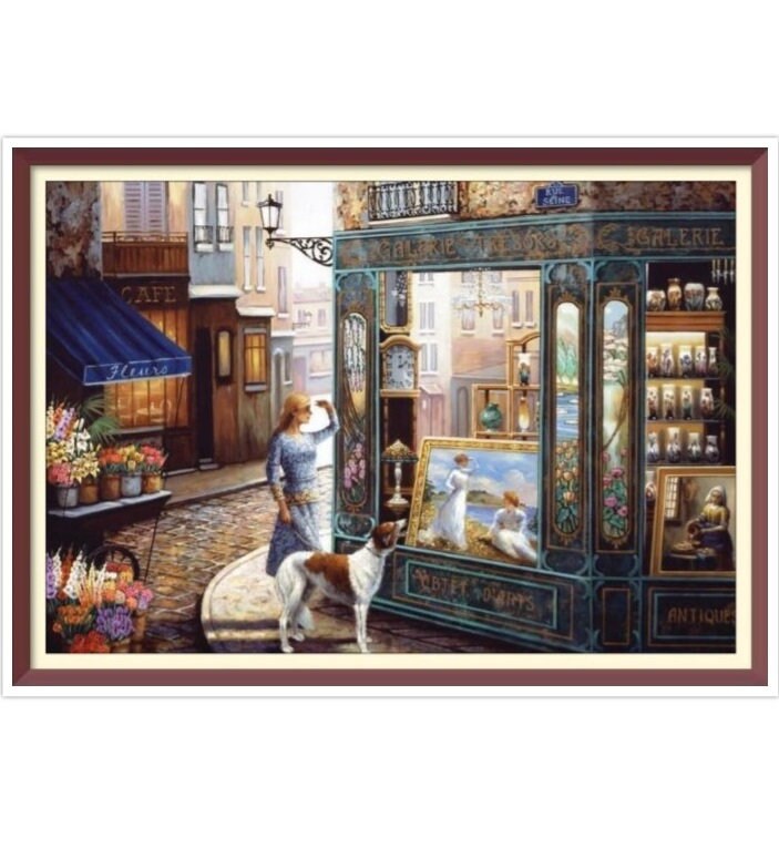 Street - Cross Stitch Pattern - PDF Counted Vintage Full Cross Stitches - 4 Sizes