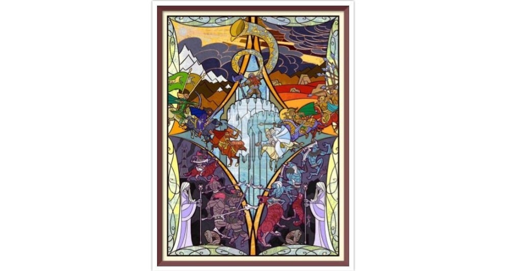 Cross Stitch Pattern Stained Glass PDF Counted Vintage Full Cross Stitches 4 Sizes