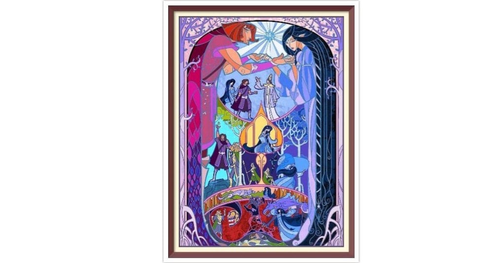 Cross Stitch Pattern Stained Glass PDF Counted Vintage Full Cross Stitches 4 Sizes