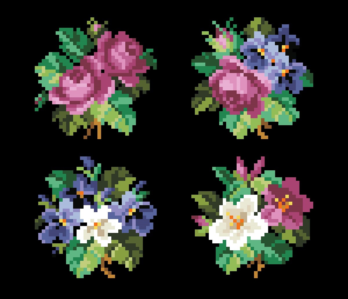 Miniature Floral Bouquets Cross Stitch Pattern: Antique Berlin Embroidery (PDF) - Image 3