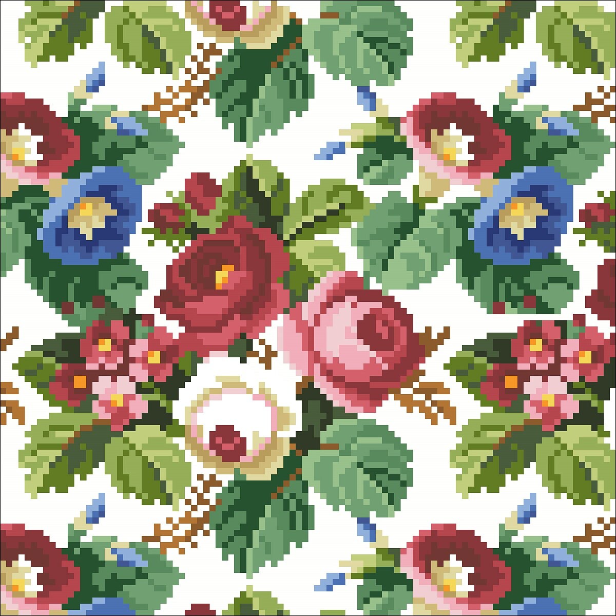Floral Tapestry Cross Stitch Pattern: Antique Berlin Embroidery (PDF) - Image 2