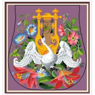Swan and Flowers Cross Stitch Pattern: Antique Berlin Embroidery (PDF)